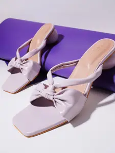 THE WHITE POLE Knotted Open Toe Block Heels