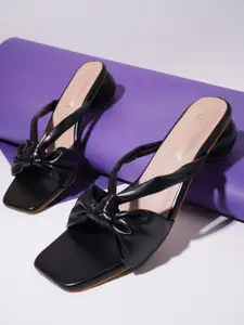 THE WHITE POLE Knotted Open Toe Block Heels