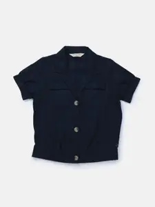 Gini and Jony Girls Lapel Collar Puff Sleeves Cotton Shirt Style Top