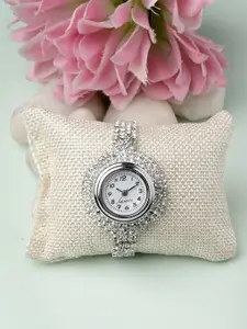 Sanjog Embellished Silver Plated CZ Studded and AD Stone Analogue Watch