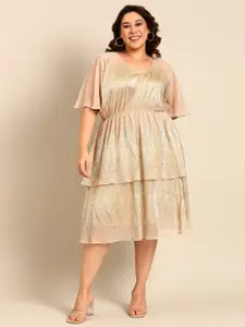 The Pink Moon Plus Size Embellished Layered Bling & Sparkly Fit & Flare Dress