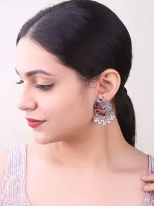 GRIIHAM Silver-Plated Stainless Steel Contemporary Studs Earrings