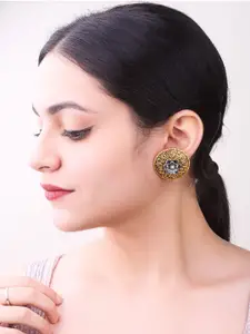 GRIIHAM Gold-Plated Stainless Steel Contemporary Studs Earrings