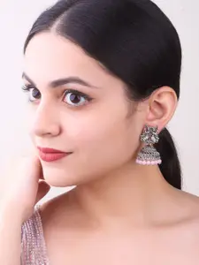 GRIIHAM Silver-Plated Dome Shaped Jhumkas