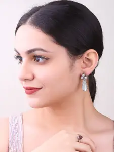 GRIIHAM Silver-Plated Stainless Steel Contemporary Drop Earrings