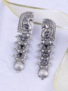 GRIIHAM Silver-Plated Contemporary Drop Earrings