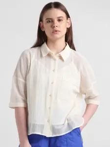 ONLY New Spread Collar Semi Sheer Casual Shirt