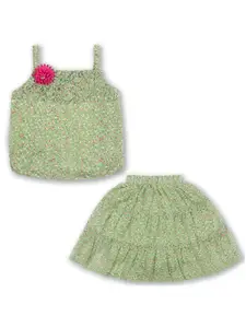 Wish Karo Girls Printed Top with Skirt