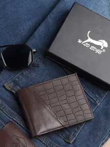 WILD EDGE Men Geometric Textured Two Fold Wallet
