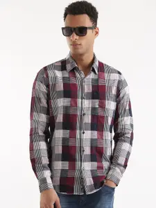 WROGN Slim Fit Checked Linen Casual Shirt