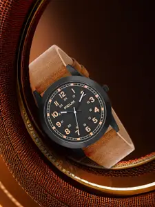 FCUK Men Round Dial & Leather Straps Analogue Watch FK00016A