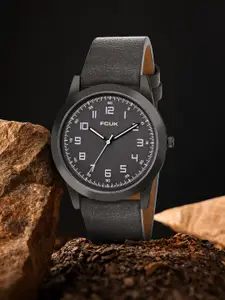 FCUK Men Round Dial & Leather Straps Analogue Watch FK00017D