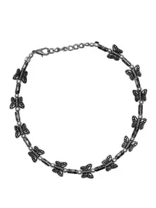 Abhooshan Silver-Plated Oxidized Anklet