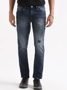 WROGN Men Slim Fit Mildly Distressed Stretchable Light Fade Jeans