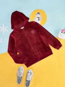 Pantaloons Junior Girls Hooded Front-Open Wool Sweatshirt