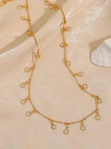 Inaya Gold Plated Rhinestone Studded Stainless Steel Necklace