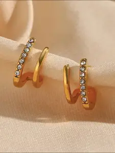 Inaya 18KT Gold-Plated Contemporary Half Hoop Earrings