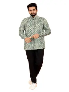 Bought First Floral Printed Slim Fit Cotton Wool Kurta