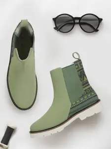 Yoho Women Mid Top Digital Printed Chelsea Boots