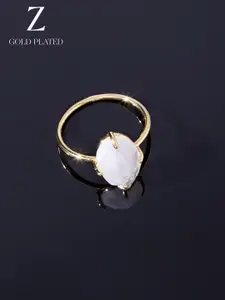 Accessorize Real Gold-Plated Z Rose Quartz Nugget Finger Ring