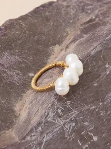 Accessorize Gold-Plated Pearl Beaded Finger Ring