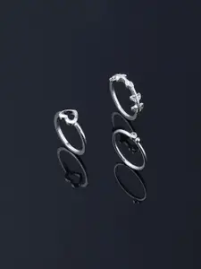 Accessorize Set of 3 Silver-Plated Heart Vine Rings