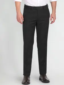 Arrow Men Checked Mid-Rise Patterned Dobby Formal Trousers