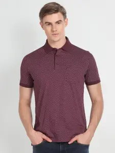 Arrow Geometric Printed Pure Cotton Polo Collar T-shirt
