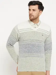 Duke Striped V-Neck Acrylic Pullover