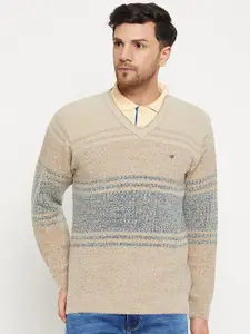 Duke Striped V-Neck Acrylic Pullover
