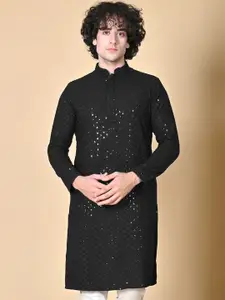 MAAHI FABS Embroidered Sequinned Cotton Chikankari Kurta