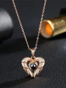 Krelin Rose Gold Plated Artificial Stones and Beads Studded Pendant With Chain