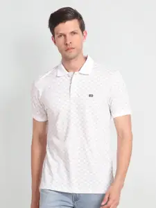 Arrow Sport Geometric Printed Polo Collar Cotton T-shirt