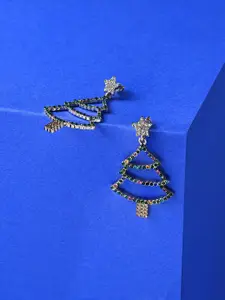 Accessorize Stone-Studded Cut Out Gem Christmas Tree Earrings