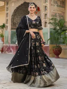 EverBloom Ethnic Motifs Woven Design Ready to Wear Lehenga & Blouse With Dupatta