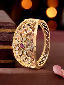 Rubans Brass Cubic Zirconia Gold-Plated Kada Bracelet