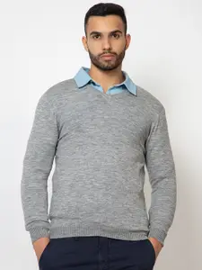 ARMISTO V-Neck Long Sleeves Woollen Pullover Sweaters