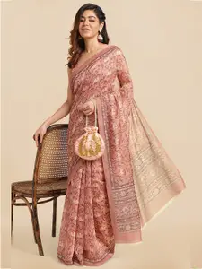 MIRCHI FASHION Pink & Beige Floral Printed Saree