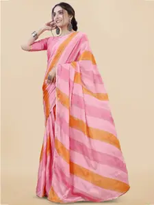 MIRCHI FASHION Striped Sequinned Leheriya Saree