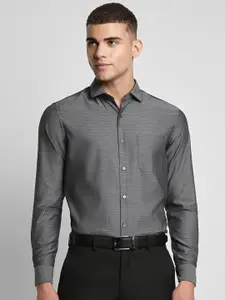 Peter England Elite Slim Fit Micro Ditsy Self Design Pure Cotton Formal Shirt