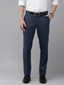 Arrow Men Tailored Regular Fit Mid-Rise Textured Self Design Plain Woven Formal Trousers