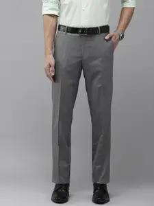 Arrow Men Tailored Regular Fit Mid-Rise Textured Self Design Plain Woven Formal Trousers