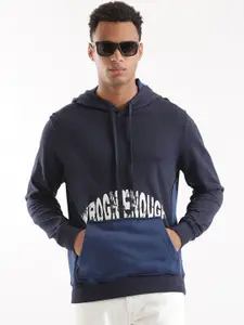 WROGN Typography Printed Hooded Cotton Pullover