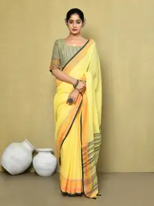 elora Striped Border Pure Linen Saree