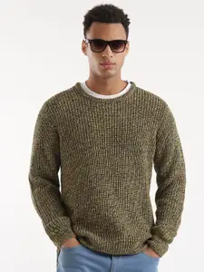 WROGN Cable Knitted Round Neck Cotton Pullover Sweater