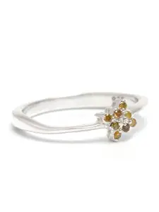 HIFLYER JEWELS Sterling Silver Stone-Studded Finger Ring