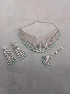 Mirana Rhodium-Plated Necklace Set With Maang Tika