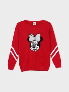 Fame Forever by Lifestyle Girls Mickey Mouse Embroidered Acrylic Pullover Sweater