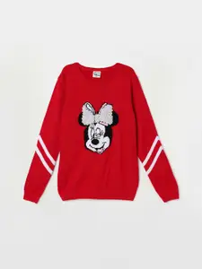 Fame Forever by Lifestyle Girls Mickey Mouse Embroidered Acrylic Pullover Sweater