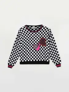 Fame Forever by Lifestyle Girls Checked Acrylic Pullover Sweater